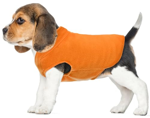 FUAMEY Hunde-Fleeceweste, warmes Sweatshirt für Welpen, dehnbarer Pullover, Rollkragenmantel, Winterjacke mit Loch für die Leine, Dackelpullover, Yorkie-Kleidung für kleine, mittelgroße und große