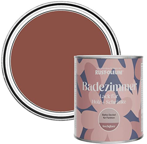 Rust-Oleum Feuchtigkeitsresistenter Badezimmerlack für Holz und Schränke in hochglänzendem Finish - Ziegelrot 750ml