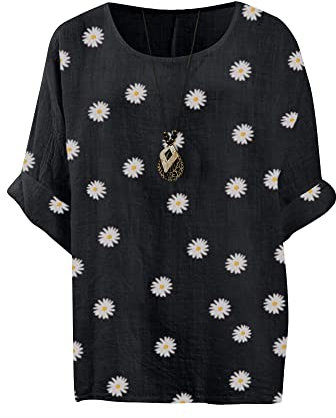 Love My Fashions® Women’s Summer Tops Casual Tunic Top for Women’s 3/4 Sleeve T-Shirt Ladies Floral Printed Loose Fit Top Blouse & Tee Shirts Black
