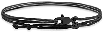 Nato Cuff - Bracelet Wrap double tour Nylon - Fait Main en France - Ajustable- Bijou Homme ou Femme (Noir/Black)