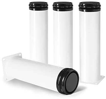 Masendelk 8 Inch Metal Furniture Legs Stainless Steel Adjustable Legs White Metal Legs Round Cabinet Legs for Coffee Table Cabinet Desk Sofa Shelves, Pack of 4