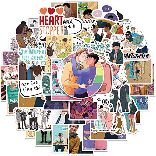 UoQo 50pcs Heartstopper Stickers, Movie Merch Waterproof & Reusable Cute Scrapbooking Anime Stickers for Laptops, Phones, Scrapbooks & Skateboards
