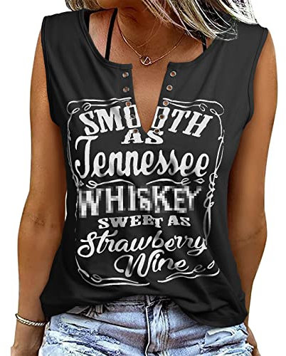 heekpek Camiseta sin Mangas Mujer Verano Cuello en V Casual Tops Estampado Camisetas Básicas sin Mangas Mujer Sexy Sleeveless Shirt tee, Negro, M
