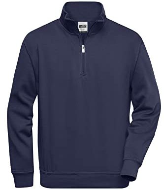 James & Nicholson Workwear Zip Sweat - Strapazierfähiges Sweatshirt mit kurzem Reißverschluss | Farbe: navy | Grösse: M