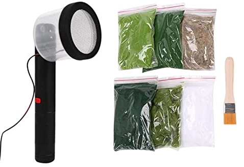 harayaa Static Grass Applicator with 6 Bags Static Grass Hobby Craft Static Flocking Machine Applicator for DIY Scenic Modelling Sand Table Modelling Hand Tool, StyleA
