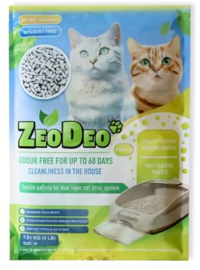 ZeoDeo-Natural Zeolite Cat Litter Pellets for dual-layer cat litter systems 4 Lb or 1.81 kg