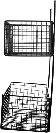 FONDOTIN Badezimmer-aufbewahrungsregal Aus Eisen Gefertigtes Abtropfgestell Keine Löcher Erforderlich Multifunktionale Aufbewahrung Schwarz 1810 Mini Doppellagig