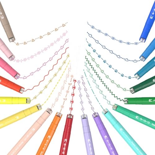 AECHY 18 bunte Kurven-Notizstifte, 18 verschiedene Kurvenformen und Farben von Stiften mit doppeltem Ende und feinen Linien, Kurven-Highlighter-Set für Kinder, Tagebuch, Notizen, Zubehör