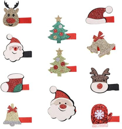 KOMUNJ 11 Stück Weihnachten Haarspange, Haarspangen Mädchen Weihnachten, Mini Weihnachtsmütze Haarschmuck, Weihnachts Haarspangen für Kinder,Mädchen,Damen