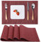 Myir JUN Tischsets Abwaschbar 4er Set, Gewebte Platzdeckchen rutschfest Abgrifffeste Hitzebeständig, Vinyl Platzsets Abwaschbar für küche Speisetisch Hotel, Platz-Matten30x43.5cm (Rot)