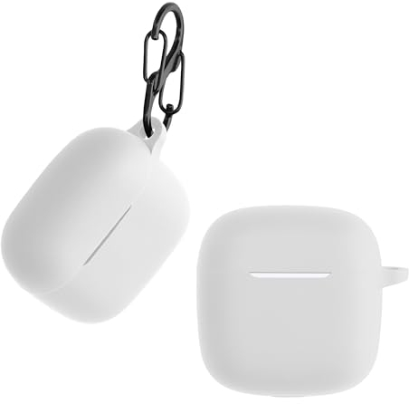 kwmobile Custodia Silicone Cuffie Compatibile con Huawei FreeBuds SE2 Cover - Custodia Porta Auricolari con Moschettone - Case bianco