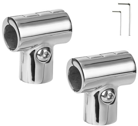 ODYSUNRAL Marine-Boot-Handlauf, abnehmbares T-Stück für 2,5 cm Schläuche, strapazierfähig, 90 Grad, 316 Edelstahl, Scharnier-Handlauf-T-Stück (2er-Pack)
