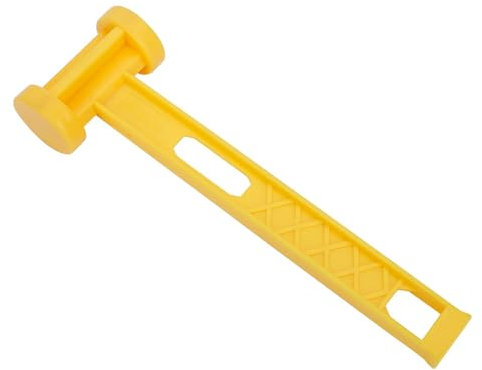 Calager Martillo de plástico multiusos para mochileros, camping, senderismo, al aire libre, mazo de estaca de tienda de campaña resistente con gancho extractor, amarillo