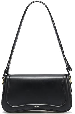 JOLLQUE Borsa a tracolla a mezzaluna da donna, piccola tracolla in pelle, borsa a mano con gnocchi, borsa a tracolla Hobo dal design unico alla moda, nero