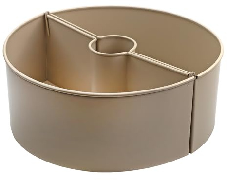 AuldHome - Maceta con sombrilla para mesa de patio (beige/gris), con agujero para paraguas, macetas de medio círculo esmaltadas