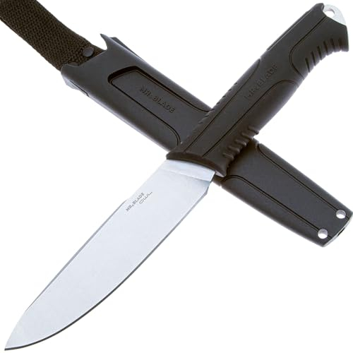 Mr. Blade Bushkraft Messer — Owl — Exklusives Outdoormesser aus 8Cr14MoV Stahl Griff aus Black TPR