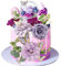LACGO 21PCS Purple Flowers Cake Toppers Butterfly Flowers Cake Decoration Happy Birthday Cake Decorations with Artificial Floral Eucalyptus for Birthday Party Wedding Baby Shower