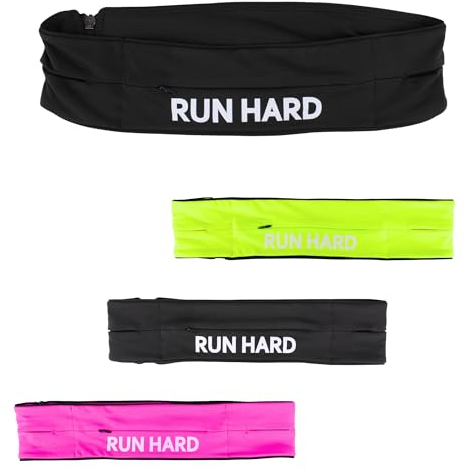 VIKZON®. Riñonera Running- Cinturón Running Unisex con Porta Móvil, Ideal para Running, Trail y Gimnasio - Ligero y Cómodo. (Negro, L)