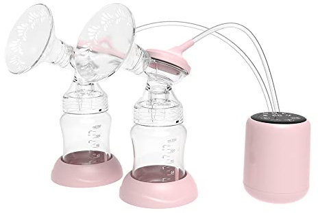 Double Electric Breast Pump Hands Free Breast Pump for Breastfeeding 2 Modes & Adjustable Levels Low Noise Anti-Backflow Built-in Battery with 2pcs 150ml Milk Bottles