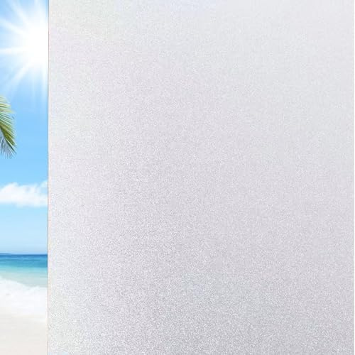 Fensterfolie Selbsthaftend Blickdicht 130 x 300 cm Anti-Uv Wärmeisolierung Anti-Uv Sichtschutz Rückstandslose Wärmeschutzfolie Sonnenschutzfolie Fenster für Büro Und Haus, weiß matt