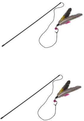 Sosoport 2pcs Interactive Cat Teaser Bell Dangler Rod for Kitten Play Engaging Exercise for Teasing Cats and Encouraging Natural Behavior