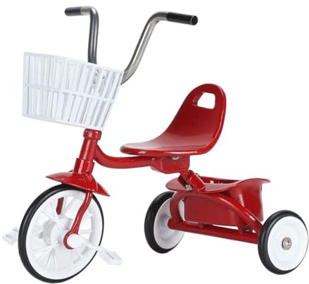 HUAOSN Tricycle Model Ornament, Mini 3D Simulated Alloy Tricycle Ornament, Metal Bike Decorative Figurines, Miniature Tricycle Statue for Desk Shelf (Red)