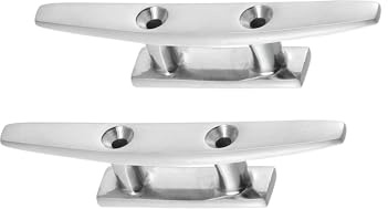 Partuto 2pcs 4 Stainless Steel Flagpole Cleat Hook Boat Deck Rope Cleats Replacement