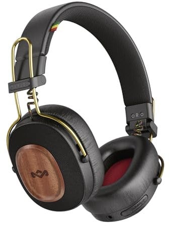 Marley House of Positive Vibration Riddim kabellose On-Ear Bluetooth Kopfhörer - 50 Std. Spielzeit, Faltbare Kopfhörer mit Mikrofon, USB-C Schnellladen, nachhaltige Materialien, Rasta
