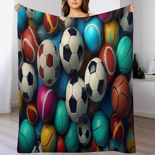 AAPZY Fußballmuster Kuscheldecke Couchdecke Decke Aus Flannel - Tagesdecke Wohndecken Für Sofa, Couch Oder Als Bettüberwurf - Waschbare Decke （140×180cm）