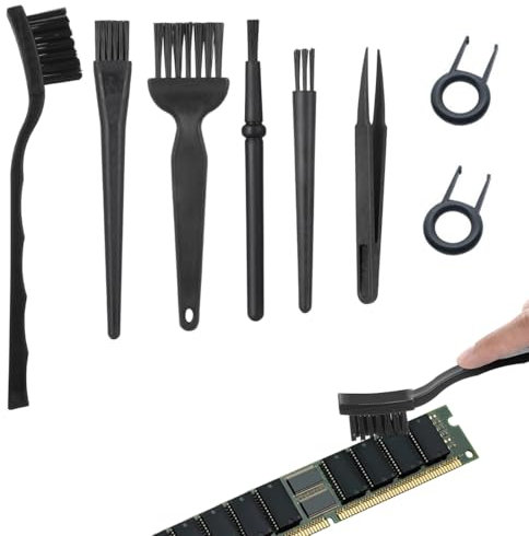 GGUFAY Juego de 8 en 1 cepillos de limpieza de teclado pequeños, cepillos antiestáticos de plástico, cepillo electrónico de limpieza de polvo, cepillo pequeño portátil antiestático