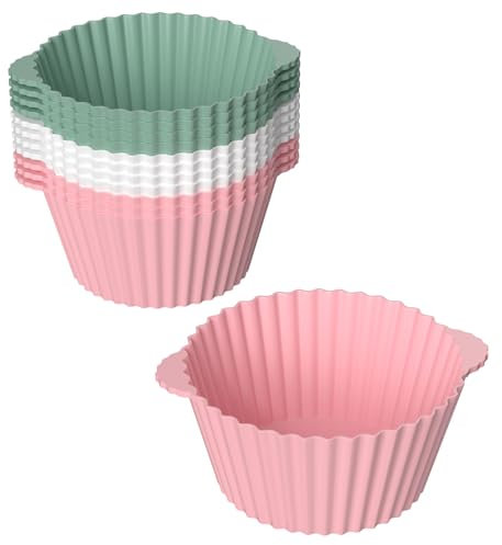 Elsrantor 12 Teglia Cupcake, Pirottini per Friggitrice ad Aria, Stampi Muffin in Silicone Dolci, Stampo Torte, Tortiera, Coppette Cupcake per Uova da Colazione, Budini, Focaccine, Riutilizzata