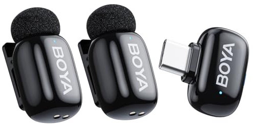 BOYA mini Mikrofon für iPhone Android Handy, 5g Ultraleicht, Lavalier Mikrofon Kabellos mit USB-C, AI-Sprachmodulator, 3-Stufen-Rauschunterdrückung, Streaming Ansteckmikrofon für Interview
