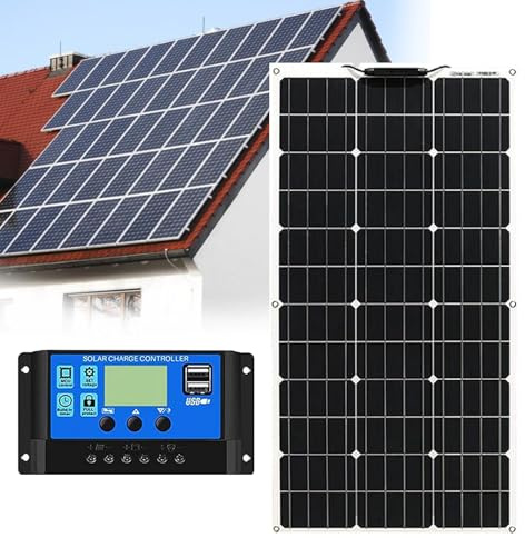 Panneau Solaire Souple Portable 500W monocristallin avec régulateur de Charge Recharge des Batteries 12V 24V et des générateurs(1x500W)