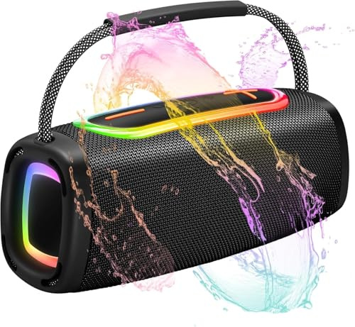 Bluetooth Speaker, 6000mah Portable Speaker with 36 Hour Playtime, Speakers Wireless Bluetooth 5.4 with Louder Volume & Enhanced Bass, Stereo Sound , Built-In Mic, Led Light for Outdoor/Party/Gifts