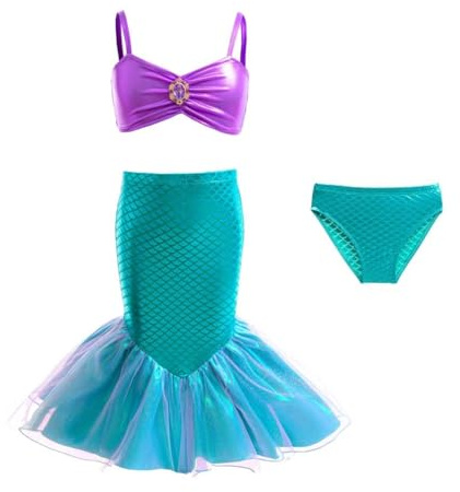 Lito Angels Maillot de Bain Sirène Fille 3 Pièces, Vert, 2-3 Ans