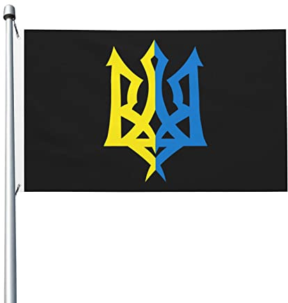 Wappen der Ukraine-Flagge, 90 x 152 cm, Outdoor-Dekoration, Banner, Hofflagge für Haus, Garten