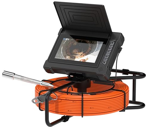 ESANHAO Kanalkamera 20m/30m Endoskopkamera mit licht Rohrkamera wasserdicht Inspektionskamera mit DVR 7-Zoll-IPS HD Farbmonitor 32GB Karte enthalten (30M)