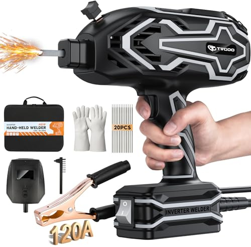 Portable Welding Machine 220V Handheld Arc Welder for 3/32-1/8 Rods,Black | Digital Display & Memory Function, IGBT Inverter, 20-120A Output, Hot Start & Anti-Stick, Father's Day Gift for Men