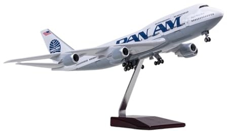 Replica Aircraft Models 47cm Scale Model Airplane With Light 1:150 Pan Am For Boeing 747 Aircraft Model Civil Aviation Cargo Plane Miniature Airplane Model(With light)