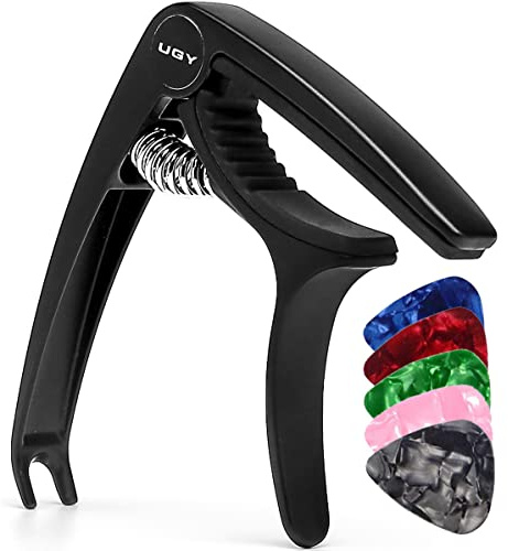 UGY Guitar Capo for Acoustic/Electric Guitar & Ukulele - Black with 5 Picks