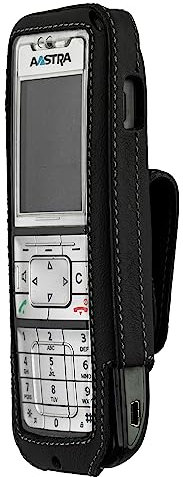 JT Berlin Turnline Schutzhülle für das Aastra 620d - schwarz [Echtleder | 8-Stufen Gürtel-Drehclip | Handmade in Europe | Smarte Folie] - 12015