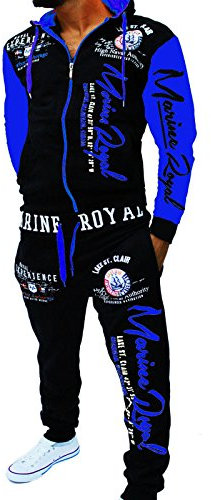 Unbekannt Herren Fitness Jogginganzug Sportanzug Trainingsanzug A.2254 ARMS L Schwarz-Blau