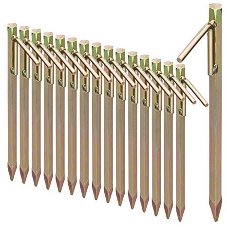 Relaxdays Lot de 16 piquets d'ancrage pour Sol Dur 30,5 cm - Accessoires de Tente à enfoncer - Acier galvanisé - Doré
