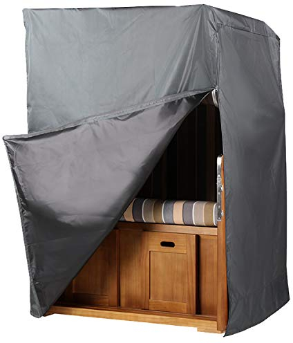 MR. DEKO® Schutzhülle Strandkorb Abdeckhaube Aero Protect dunkelgrau | Size L Größe 128 x 85 x 170 cm (BxTxH) | Strandkorbabdeckung für 2-Sitzer Strandkörbe atmungsaktiv & winterfest | Segeltuch Plane