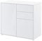 [en.casa] Commode Stylée Meuble de Rangement Pratique avec 2 Tiroirs 2 Portes Panneau de Particules 74 x 79 x 36 cm Blanc Brillant