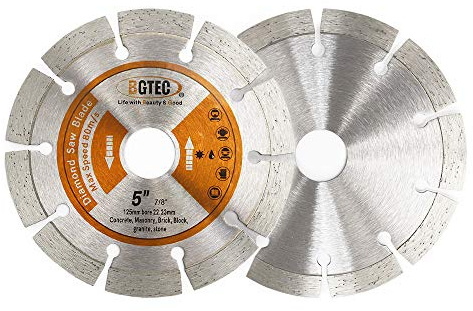BGTEC Diamant Trennscheibe,2 Stück 5 Zoll 125 mm Allgemein Zweck Trockener oder nasser Diamant Trennscheibe für Segment-Diamanttrennscheibe aus Beton, Stein, Mauerwerk