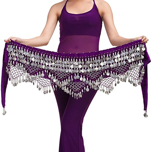 Damen Profi Bauchtanz Hüfttuch Belly Dance Röcke Bauchtanz Kostüm Hüfttuch Rock Lila&Silber