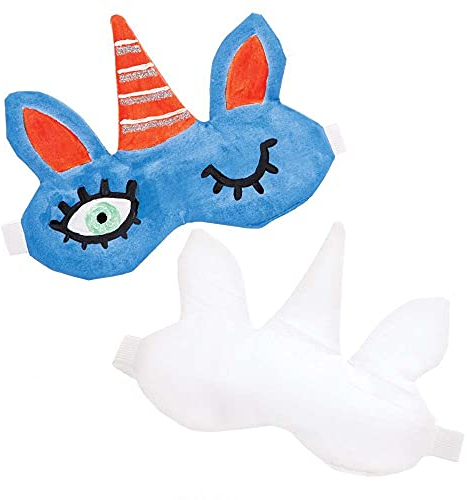 Baker Ross FE244 Unicorn Fabric Eye Mask Crafts - Pack of 2, Sleep Mask, Make Your Own Sleeping Masks, Craft Sets for Kids to Decorate
