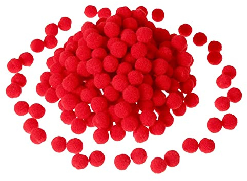 Weihnachten Fluffy Pom Poms, Rot Flauschige Pom 20mm, Kleine Flauschige Pom Poms Pom bälle Pompons zum Basteln Hoch elastische Pompons Bälle für Dekorationen Kunsthandwerk DIY 100 PCS(20 mm)