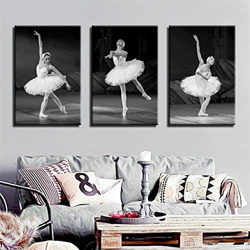 Diamond Painting Complet,3 Pack DIY 5D Broderie Diamant,Danseuse Ballerine Noir Et Blanc 80x100cm Diamant Peinture Kits pour Adultes, Kit Diamant Painting pour Enfants pour Home Décoration Murale